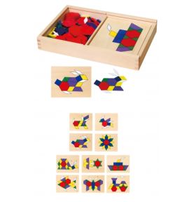 Drewniana Mozaika Geometryczna Viga Toys Układanka Logiczna Klocki 148 el