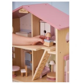 VIGA PolarB Duży Drewniany Domek dla Lalek 17 el.